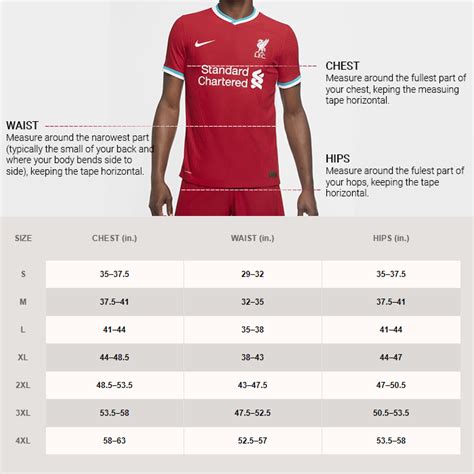 nike soccer jersey size chart